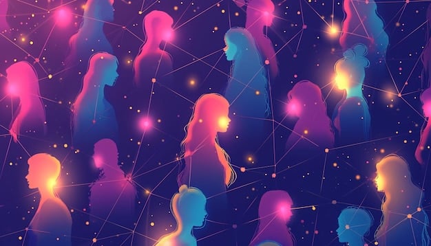 A digital illustration of a dorama fan community represented by diverse avatars surrounding a glowing screen displaying a heart symbol. Bright, positive colors dominate the image, symbolizing unity and support.