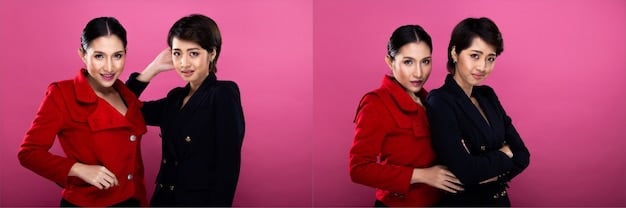 A split image comparing a well-known K-drama actress wearing a sophisticated outfit with a similar outfit, composed of affordable pieces from US retailers, demonstrating how to achieve the same look on a smaller budget.