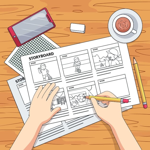 A storyboard sketch depicting key scenes from a dorama fan film, showcasing the planning and visual storytelling process. The sketches capture the emotional intensity and dynamic action of the narrative, highlighting the filmmaker's vision.