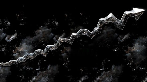 A split image showing a graph trending upwards, symbolizing potential rewards, contrasted with a stormy sea, representing investment risks. The image is designed to visually convey the balance between opportunities and challenges in K-Pop investments.