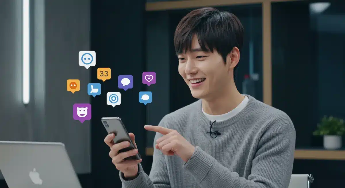 K-Drama actor interacting with fans on social media, fostering direct engagement