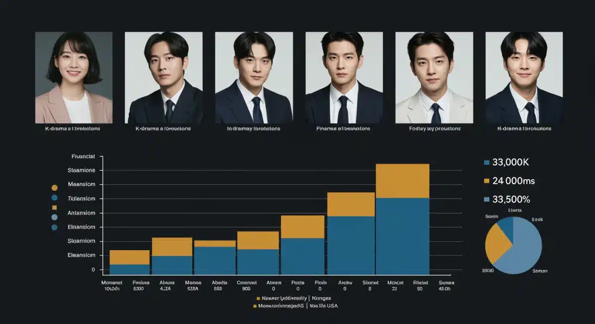 Infographic detailing the financial impact and market share of top K-Drama actors in the U.S. entertainment industry.