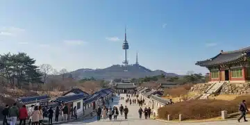 Iconic K-Drama filming location in South Korea, Namsan Tower at sunset