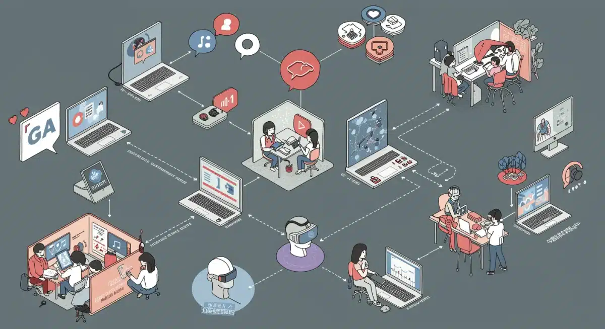 Diagram showing interconnected digital platforms and fan engagement in K-Pop.