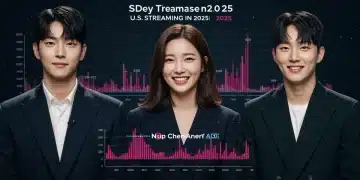 Three K-Drama actors prominently featured on a U.S. streaming chart, representing their 2025 global dominance.