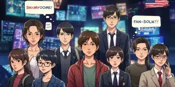 Illustration of dorama fan-fiction characters and themes across digital platforms in the US