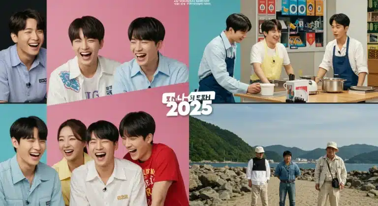 Dynamic collage showcasing diverse Korean variety show themes for 2025