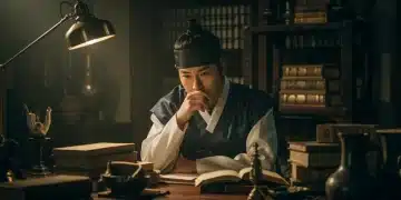 Actor immersed in historical dorama preparation