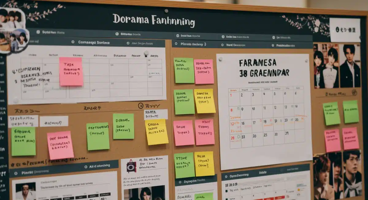 Detailed event planning board for a dorama fan gathering