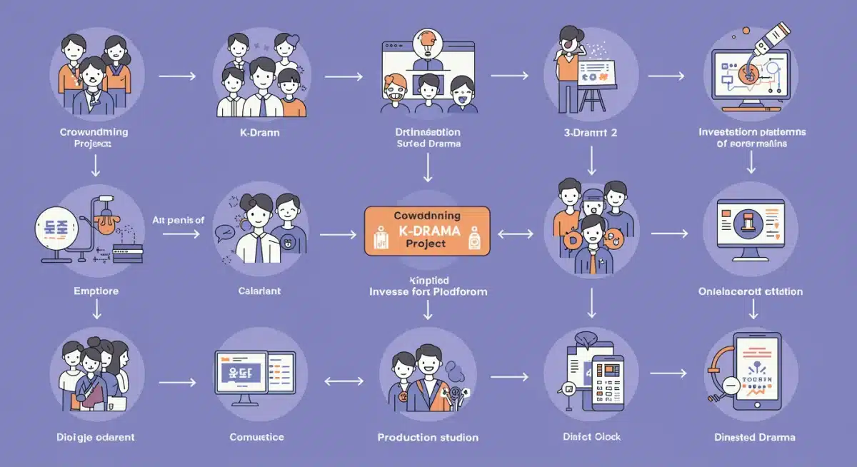 Crowdfunding process for K-Drama production, showing fan contributions to final drama