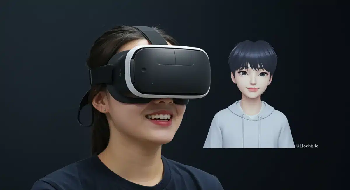 Fan interacting with K-Pop idol in virtual reality meet-and-greet