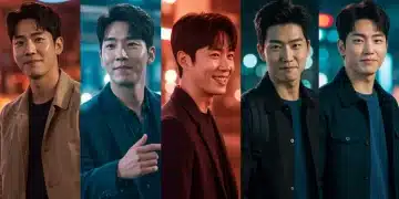 Five charismatic Korean Dorama actors, representing the 2026 Power List, confidently standing against a dynamic city backdrop, symbolizing their global impact.