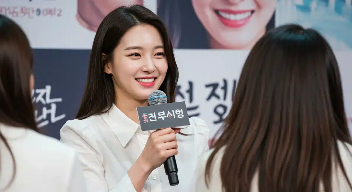 Female idol actress interacting with fans at a K-Drama event