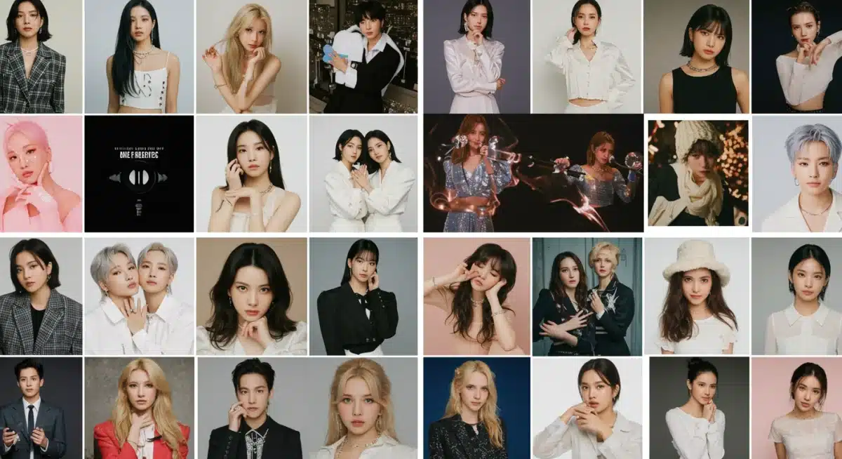 K-Pop album covers symbolizing streaming success and digital growth