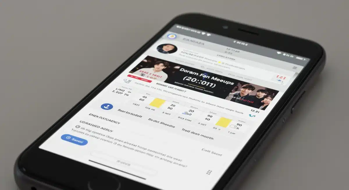 Smartphone screen showing various online ticketing platforms for dorama fan meetups, with a countdown.