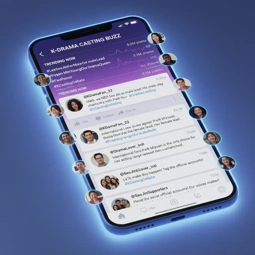 Social media campaign interface showing K-Drama fan engagement for casting.