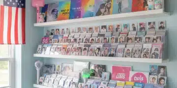 Diverse K-Pop merchandise collection on display, symbolizing fan investment.