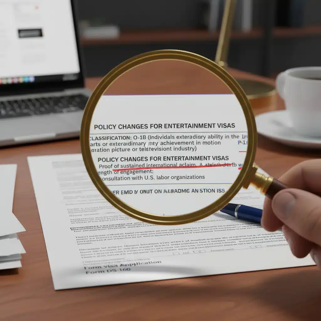 Close-up of US visa application form with magnifying glass