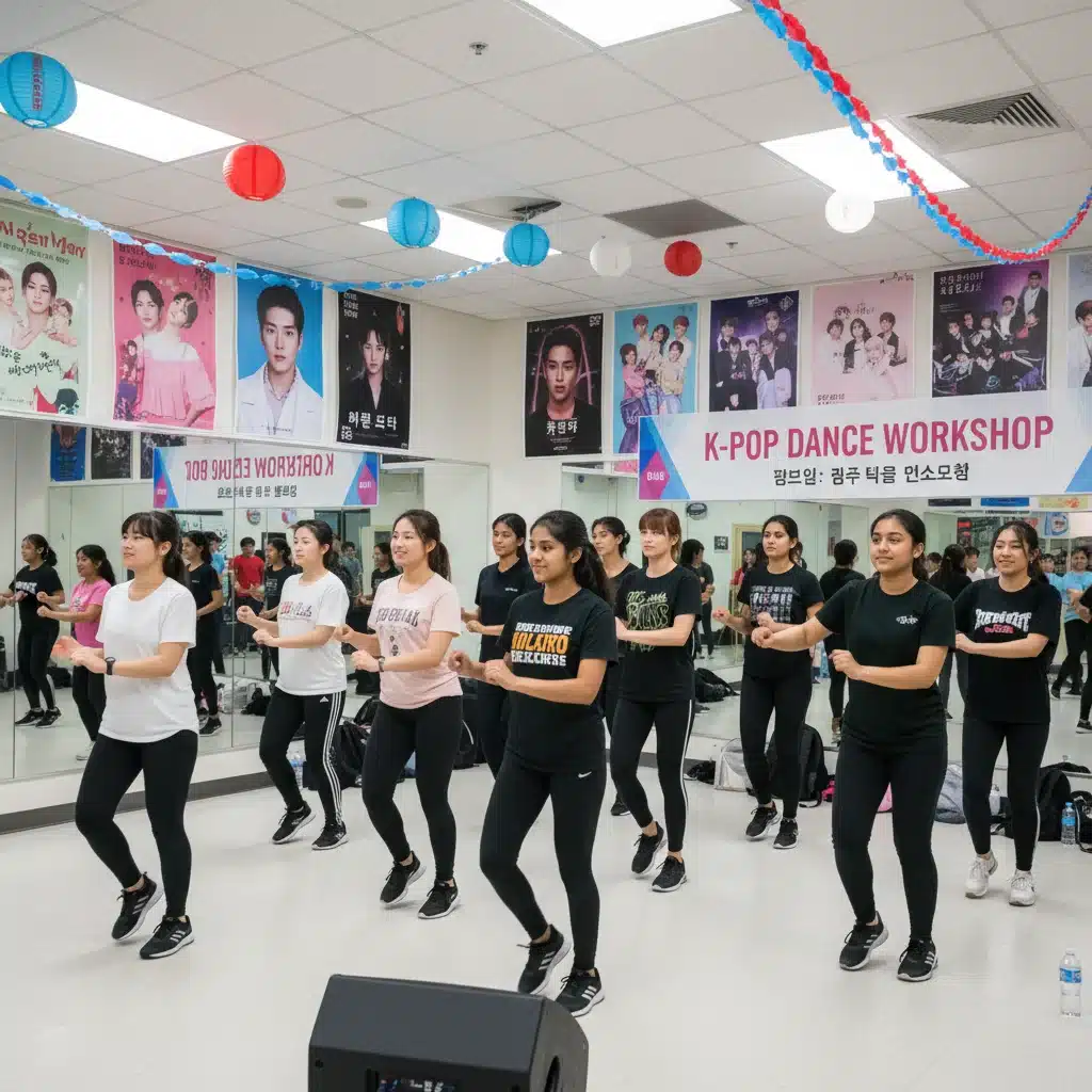 Diverse U.S. fan community participating in a K-Pop dance workshop