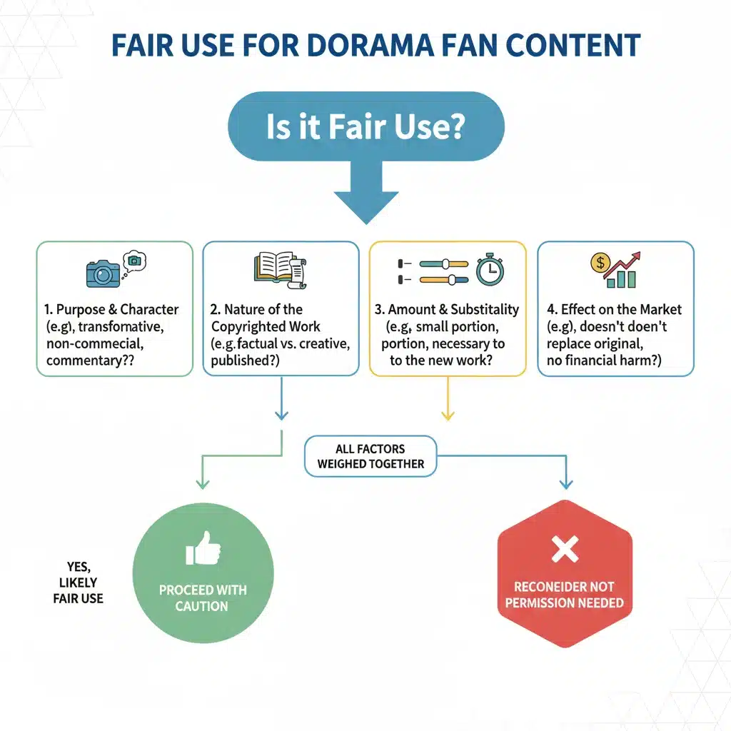 Flowchart for fair use analysis in fan content