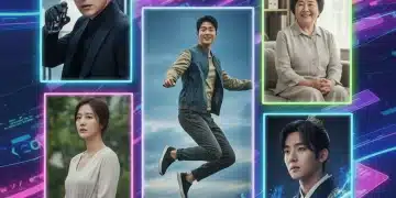 Five hottest Korean drama actors featured prominently in a dynamic collage for Q3 2026 U.S. streaming.