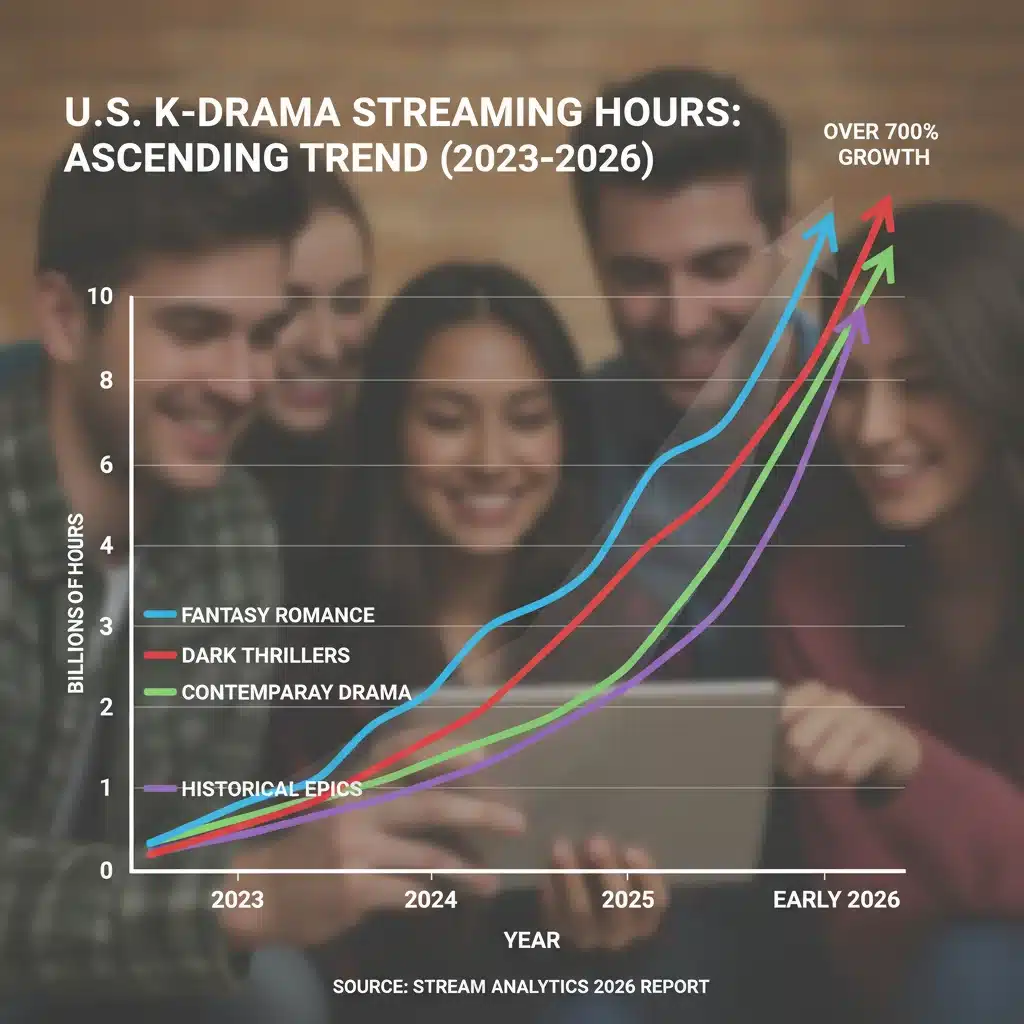Graph illustrating significant growth in K-Drama viewership on U.S. streaming platforms.