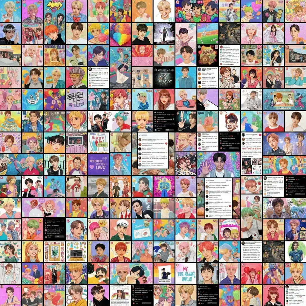 K-Pop fan engagement across social media platforms with diverse content.