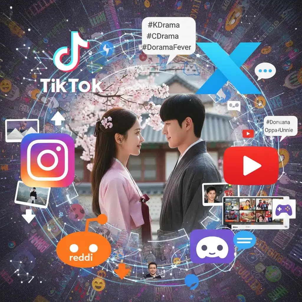 Social media platforms surrounding dorama content, representing diverse online discussions