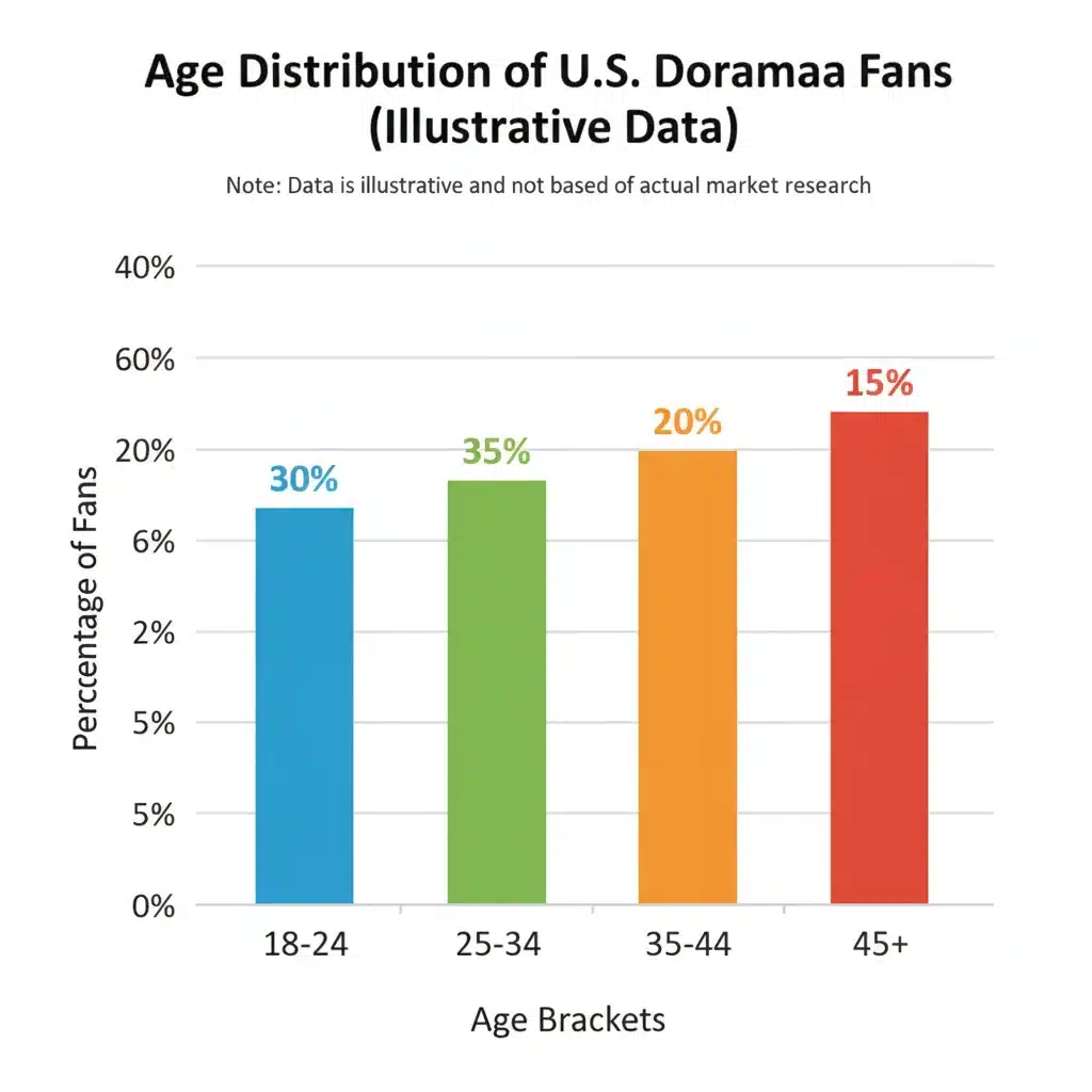 Bar graph illustrating age distribution of U.S. dorama fans