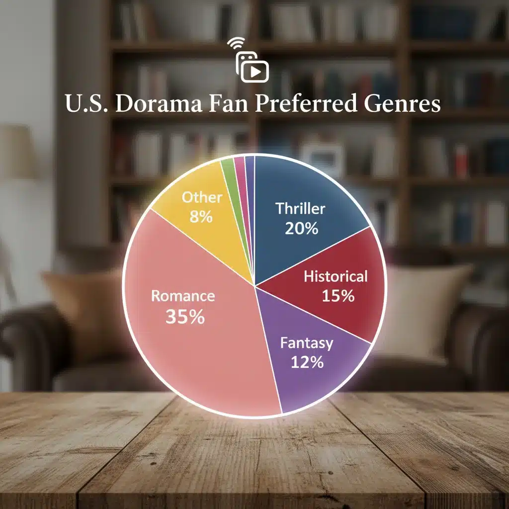 Pie chart showing preferred dorama genres among U.S. fans