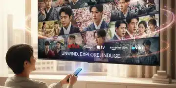 Beyond Netflix: Top 4 Platforms for Exclusive K-Content in the U.S. (Jan 2026) Diverse K-content streaming on various platforms in a modern U.S. living room, showcasing exclusive Korean dramas and films.
