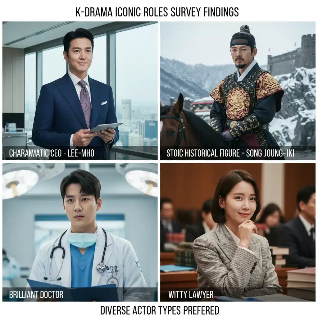 Collage of popular K-drama actor roles and types